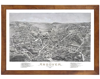 Andover, MA 1882 Bird's Eye View; 24" x 36" Print from a Vintage Lithograph (does not include frame)