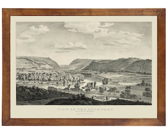 Delaware River, DE 1860 Bird's Eye View; 24x36 Print from a Vintage Lithograph