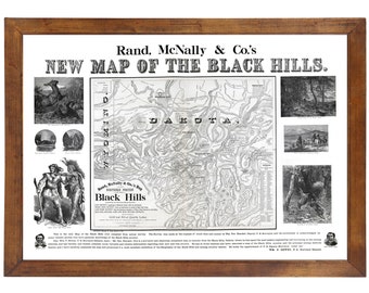 Map of Black Hills, SD Mining District published in 1877; 24x36 Print on Premium Photo Paper