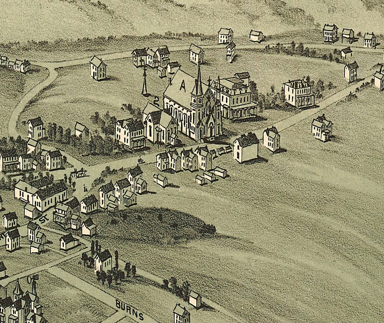 Gallitzin, PA 1901 Bird's Eye View 24x36 Print from a Vintage