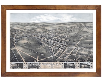 Oneida, NY 1874 Bird's Eye View; 24x36 Print from a Vintage Lithograph
