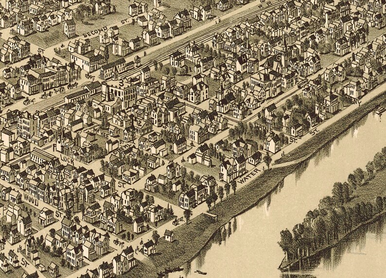 Tarentum, PA 1901 Bird's Eye View 24x36 Print From a Vintage Lithograph