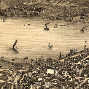 Lake Geneva, WI 1882 Bird's Eye View; 24x36 Print from a Vintage Lithograph image 2