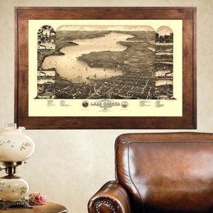 Lake Geneva, WI 1882 Bird's Eye View; 24x36 Print from a Vintage Lithograph image 5