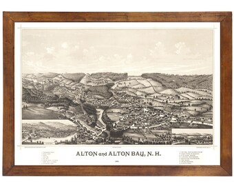 Alton, NH 1888 Bird's Eye View; 24" x 36" Print from a Vintage Lithograph (does not include frame)