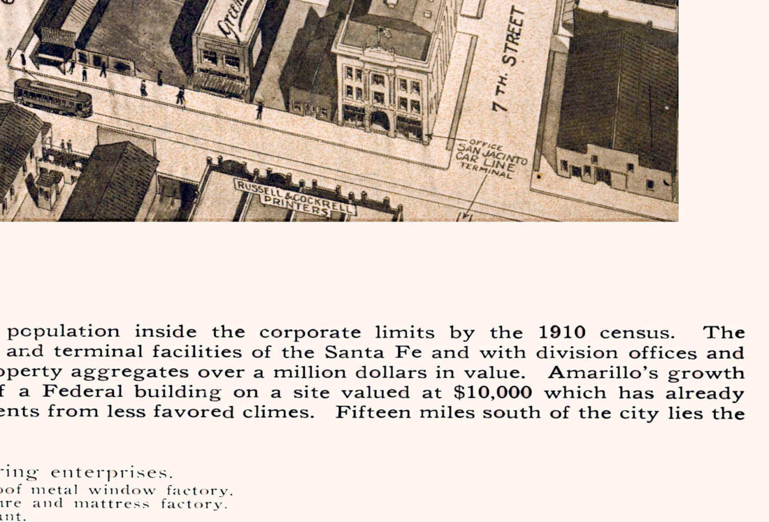 Amarillo TX 1912 Bird's Eye View 24 x 36 Etsy