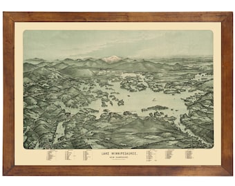 Lake Winnipesaukee, NH 1903 Bird's Eye View; 24x36 Print from a Vintage Lithograph