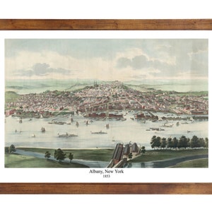 Albany, NY 1853 Bird's Eye View; 24" x 36" Print from a Vintage Lithograph (does not include frame)