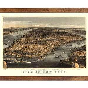 New York, NY 1856 Bird&#39;s Eye View; 24x36 Print from a Vintage Lithograph