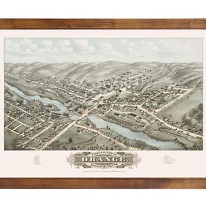 Orange, MA 1878 Bird&#39;s Eye View; 24x36 Print from a Vintage Lithograph
