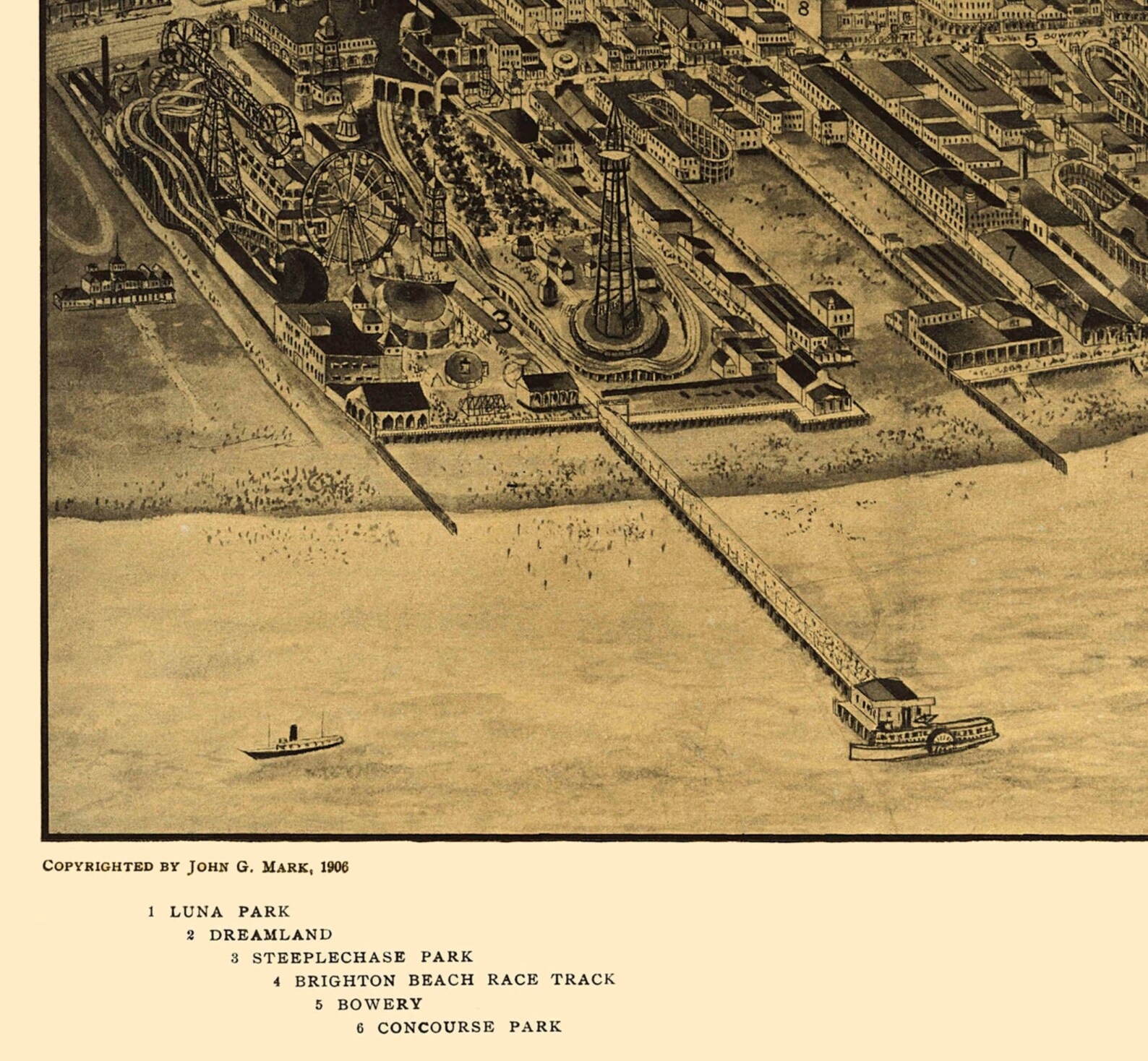 Coney Island NY 1906 Bird's Eye View 24 X 36 Etsy