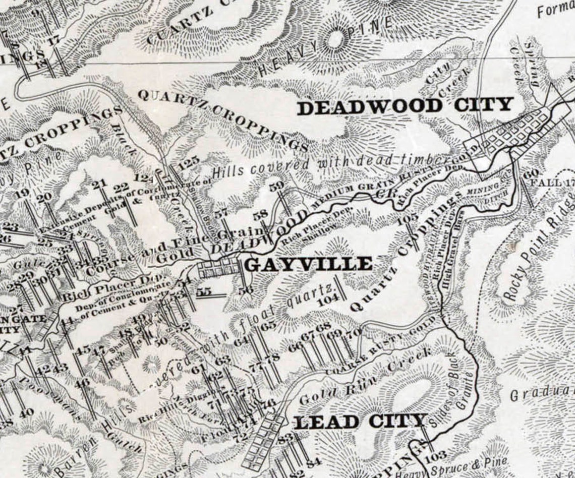 Map of Black Hills, SD Mining District Published in 1877 24x36 Print on ...
