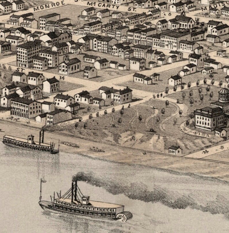 Jefferson City MO 1869 Bird's Eye View 24x36 Print from Etsy