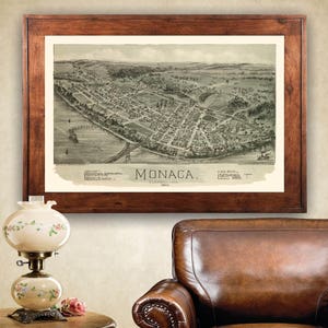 Monaca, PA 1900 Bird's Eye View; 24x36 Print From a Vintage Lithograph ...