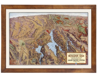 Boulder Dam Bird's Eye View ... Published in 1935; 24x36 Print on Photo Paper