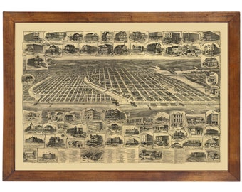 Asbury Park & Ocean Grove, NJ 1897 Bird's Eye View; 24" x 36" Print from a Vintage Lithograph (does not include frame)
