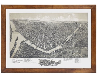 Franklin, VA 1907 Bird's Eye View; 24" x 36" Print from a Vintage Lithograph (does not include frame)