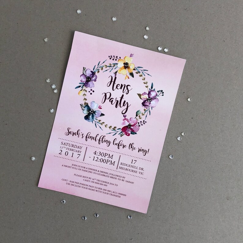 Printable Hens Party Invitation Bridal Shower Invitation Etsy