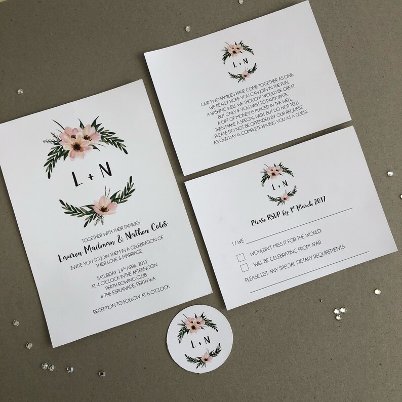 Printable Wedding Invitation Set Wedding Invite Printable Etsy