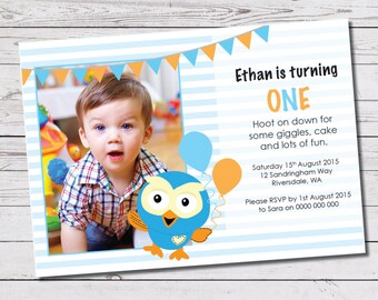 Custom Printable Children's Birthday Party Invite - Giggle & Hoot design