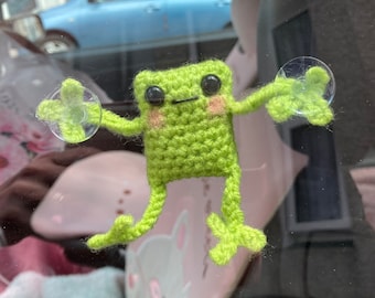 Crochet baby leggy frog car suction cups/mirror hanger buddy