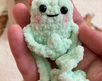 Crochet tiny baby leggy frog desk buddy anxiety toy