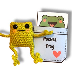 Keine nähen Langbeinige Frosch-Taschenfrosch-Häkelanleitung mit digitalen Downloadvorlagen