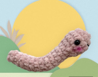 Crochet fluffy worry worm plush anxiety toy