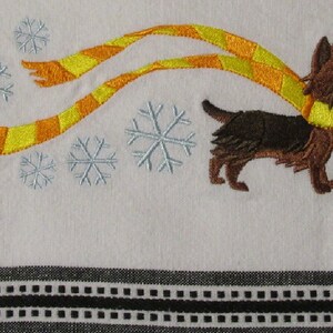 Serviette pour chien Yorkie : torchon 100 % coton brodé