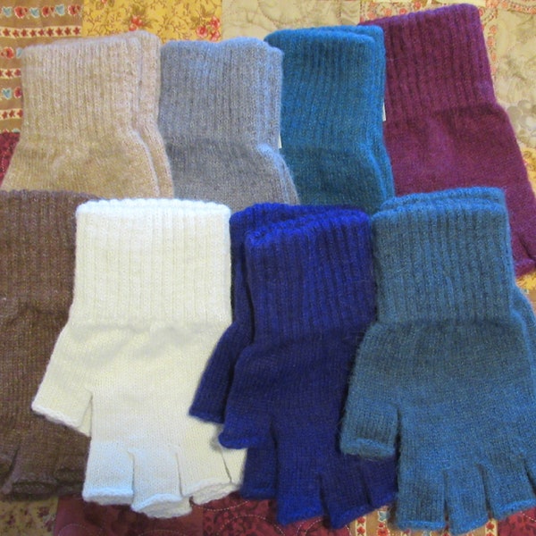 Alpaca Fingerless Gloves: Knit Hand Warmers for Tech Use, walking, hiking, skiing, driving