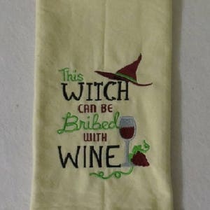 Halloween Witch with Wine Towel image 1