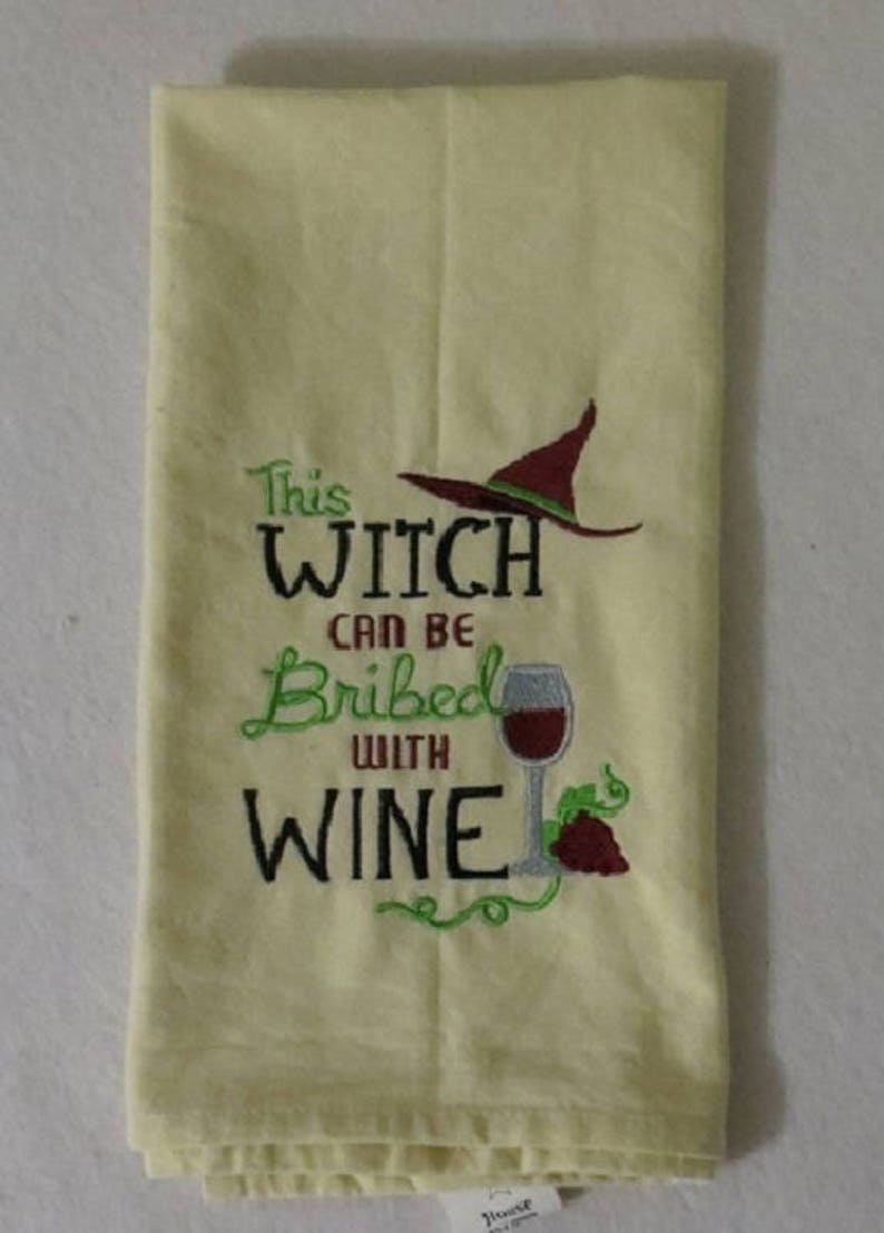 Halloween Witch with Wine Towel image 1