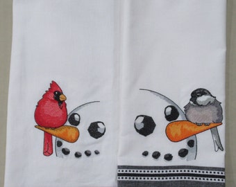 Towel snowman towel tea towel Christmas towel holiday towel Christmas present holiday present Christmas party present