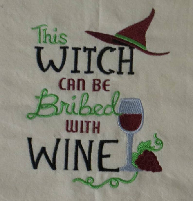 Halloween Witch with Wine Towel image 2