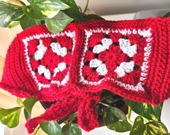 Bandana Ganchillo Rojo y Blanco