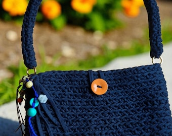 Bolso ganchillo azul marino