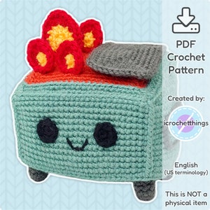 PATTERN Dumpster Fire Amigurumi Crochet Plush PDF