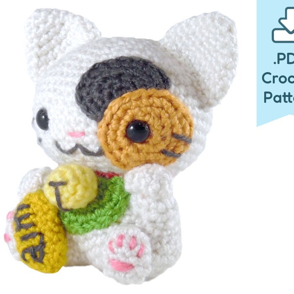 PATTERN Maneki-Neko Beckoning Fortune Cat Amigurumi Crochet Plush PDF