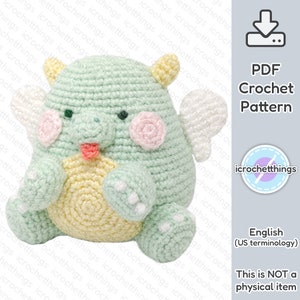 PATTERN Chubby Baby Dragon Amigurumi Crochet Plush PDF