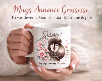 Caneca para Anúncio de Gravidez - Vovó, Tia, Madrinha - Você vai ser vovó! - Presente para Anúncio de Bebê - Caneca Surpresa para a Família - Caneca para Anúncio de Gravidez