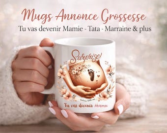 Caneca para Anúncio de Gravidez - Vovó, Tia, Madrinha - Você vai ser vovó! - Presente para Anúncio de Bebê - Caneca Surpresa de Gravidez - Caneca para Anúncio em Família