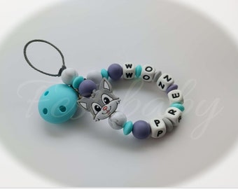 Personalized silicone pacifier clip - Renard collection