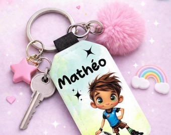 Personalized football keychain – Boy's name – Football gift for children – Soccer player keychain – Birthday gift idea for boys