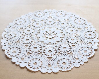 10 White 12" Round Medallion Doilies. French Lace Paper. Use for Placemats, Invitations, Bombonieres, Favors