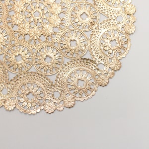 50 Metallic Gold 10" Round Medallion Doilies. Foil Lace Paper. Use for Placemats, Invitations, Bombonieres, Favors