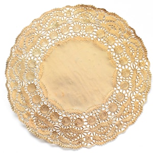 50 Metallic Gold 11.5" Round Doilies. Foil Lace Paper. Use for Placemats, Chargers, Invitations, Bombonieres, Favors