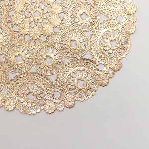 100 Metallic Gold 10" Round Medallion Doilies. Foil Lace Paper. Use for Placemats, Invitations, Bombonieres, Favors