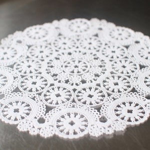 10 White 8" Round Medallion Doilies. French Lace Paper. Use for Placemats, Invitations, Bombonieres, Favors