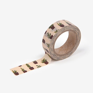 Washi Tape - Klebeband - Sukkulenten, Topf Pflanzen & Kaktus - 5/8 "x 32' - 15mm x 10m