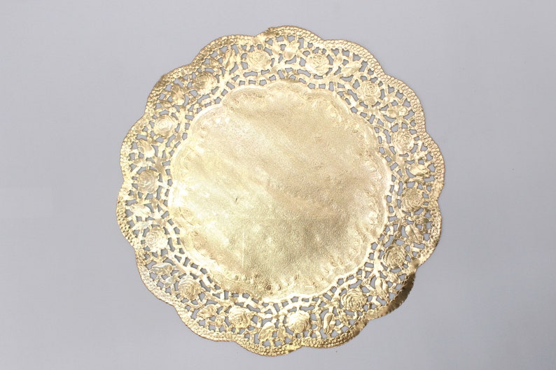 100 Metallic Gold 12 Round Rose Floral Detail Doilies. Etsy Australia